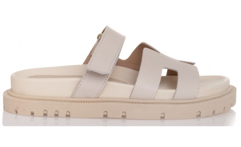 Sante off white δερμάτινο flat με βέλκρο 23-160 Νέες Αφίξεις